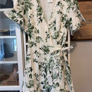 Abercrombie Floral Wrap Dress with Green Leaf Print